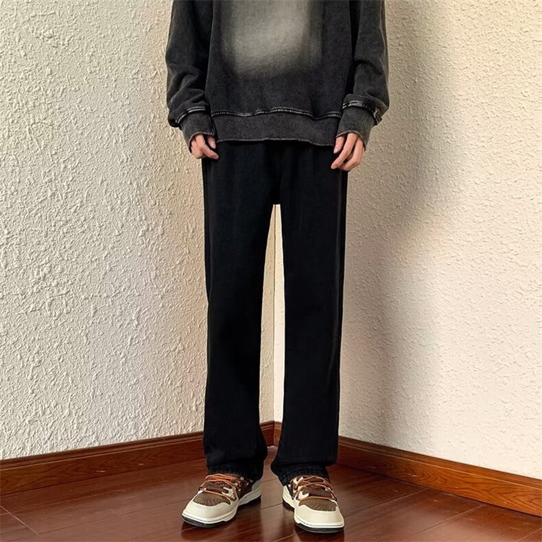 美式高街刺绣微喇牛仔裤男女显瘦嘻哈潮牌宽松直筒长裤N2209-p55,男装牛仔裤,星座1008-1