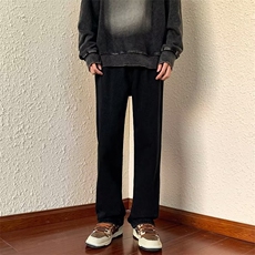 美式高街刺绣微喇牛仔裤男女显瘦嘻哈潮牌宽松直筒长裤N2209-p55，男装牛仔裤，星座1008-1