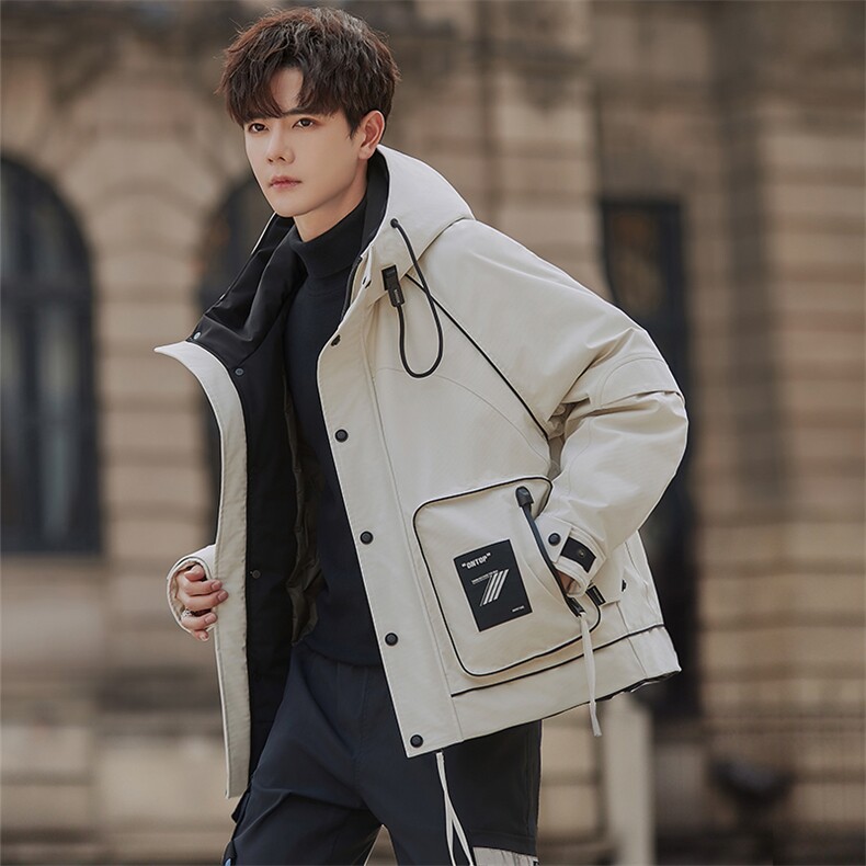 2025新款冬季男士工装连帽休闲羽绒服A415-23162-P420678，男装羽绒服，电商A355（原A415）