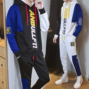 冬季卫衣套装男士连帽休闲运动装冬天加厚加绒两件套潮DS260T图片