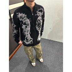 【有货】氛围感个性抽象提花开衫毛衣针织外套MY114特P67，男装针织衫/毛衣，星座908-1