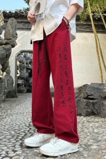 2024春夏衔接外景大码风印花棉麻长裤M-5XHK24177-特P35，男装休闲裤，电商A022