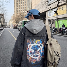 美式复古牛仔外套男春季新款ins潮高街重工上衣oldschool潮牌夹克，男装夹克，星座1103-3