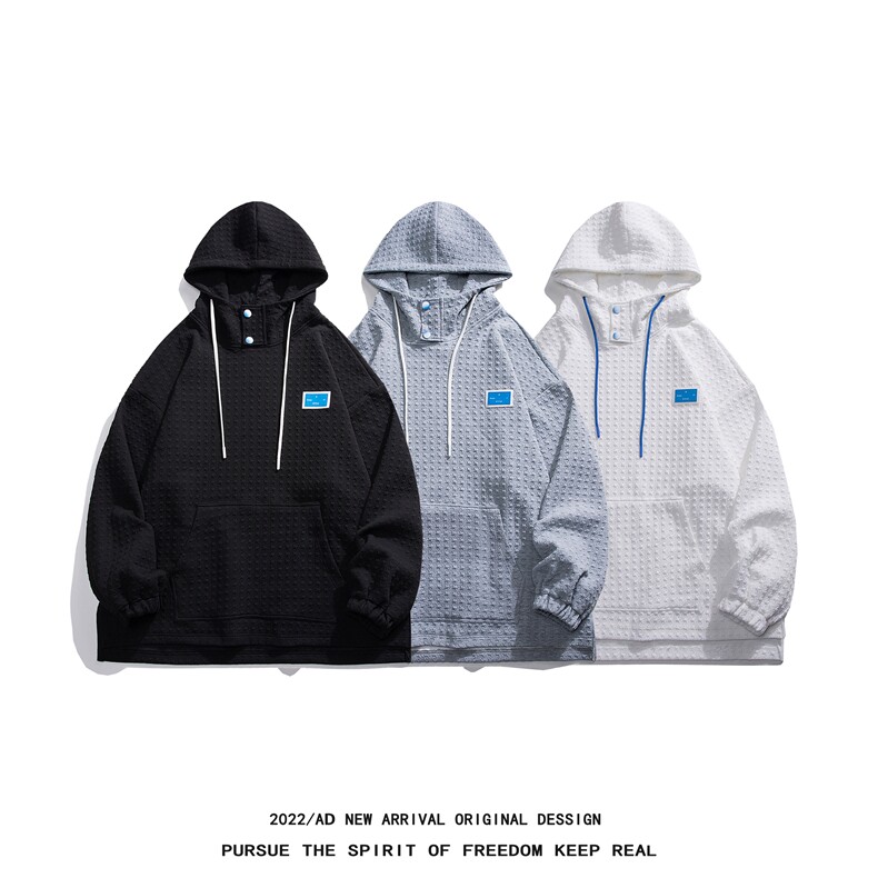 白底新款秋冬时尚百搭宽松小标提花针织印花卫衣B402P75控98，男装卫衣，电商A247-1