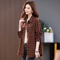 时尚格子宽松长袖衬衫女韩版休闲百搭上衣，女装衬衫，3200格调