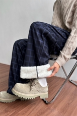 美式复古格子裤加绒加厚休闲裤冬季阔腿裤男D52141-TP4588，男装卫衣，电商A102