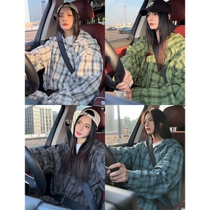 特批P35无差价夏季连帽格子大码轻薄百搭休闲防晒衬衫外套男J5210图片