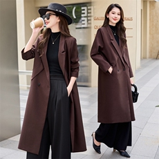 安哥拉红新款英伦中长垂感时尚设计轻奢风收腰气质洋气减龄风衣，女装风衣，时尚俏佳人