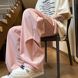 工装裤女2025夏季美式复古高腰直筒宽松阔腿速干运动休闲裤潮图片