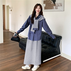 现货:秋装新款休闲条纹衬衫半身裙三件套装裙2C135-8888P185K258，女装套装/套裙，2C135