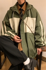JK8001/P65春装新款现货港风暖色调印花撞色休闲夹克男外套上衣潮，男装夹克，电商A141