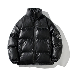 品质！白底平铺PU皮棉服冬季宽松棉衣立领冬装棉袄PM01-P115限158，男装棉衣，电商B370