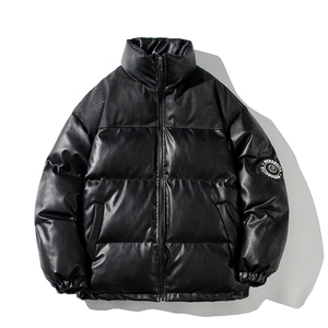 品质！白底平铺PU皮棉服冬季宽松棉衣立领冬装棉袄PM01-P115限158图片