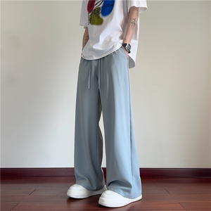 夏季新款纯色设计凉感垂顺宽松休闲冰丝裤B315-K25585-特p30控58图片