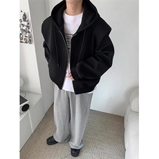 网络图现货大廓形双层复合垫肩卫衣外套连帽开衫上衣R8813-P55，女装短外套，星座1005-6