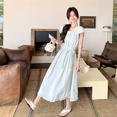 ：夏装新款韩版宽松通勤木耳边连衣裙2C135-8831P120K198，女装连衣裙，2C135