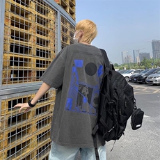 夏季高品质潮流宽松大码休闲纯棉水洗五分袖T恤短袖T3092p35，男装T恤，星座1013