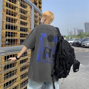 夏季高品质潮流宽松大码休闲纯棉水洗五分袖T恤短袖T3092 p35图片