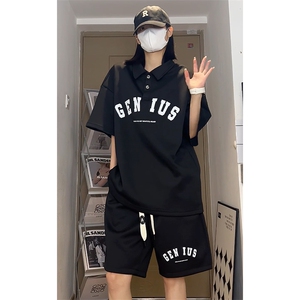 polo衫男潮流印花大码情侣套装T3540上衣33-DK8522裤子30【特价】图片