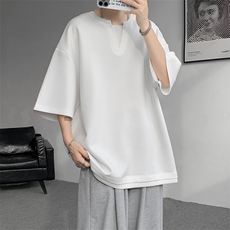 8XL-M特大码短袖男假两件五分袖高品质空气层宽松上衣DX321P35，男装T恤，电商D206-1