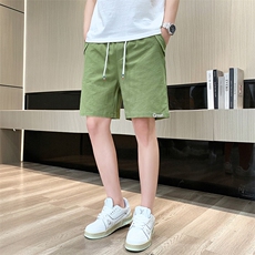 夏季棉麻刺绣短裤男休闲百搭五分裤纯棉沙滩裤XZ310B-3-DK833-P25，男装牛仔裤，星座310B-3