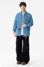 新款(跨境货源）长袖牛仔衬衫男宽松休闲外套，男装衬衫，星座1107-1