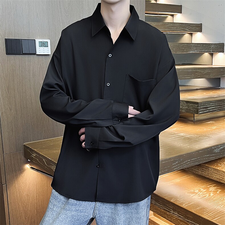 2025秋纯色长袖衬衫男休闲大码衬衣上衣CS602P35,男装衬衫,电商C323
