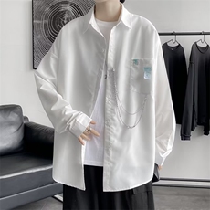 现货春秋设计感情侣衬衣外套港风ins工装长袖衬衫男士W6947-P30，男装衬衫，星座512-2