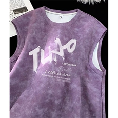 扎染无袖背心男夏季新款ins简约坎肩T恤休闲宽松潮流印花TD688，男装背心/马甲，星座1116A（原606A-3）