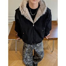现货高品质美式高街冬季重磅硬挺短款座山雕毛领棉衣男女加厚外套，男装棉衣，电商A486