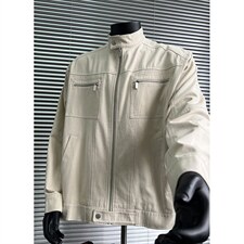 26春装高品质老钱风立领夹克外套男女美式潮牌拉链工装风宽松上衣，男装夹克，电商A486