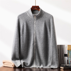2025年秋季新款百搭元宝针加厚拉链开衫,男装羊绒套衫,台绒羊绒