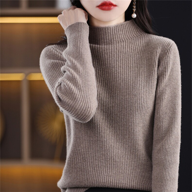 不起球配大衣的高领毛衣女2024冬季修身加厚内搭羊毛衫针织打底衫,针织衫/毛衣,暖姿羊绒