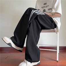 2025夏季新款薄款激光打孔条纹宽松冰丝裤B315-K24231-特P40控78，男装休闲裤，电商B315