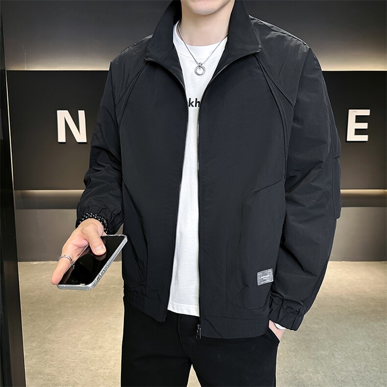 秋季2025新款夹克男纯色立领百搭帅气男士外套A313-86515-P108,男装夹克,电商A313