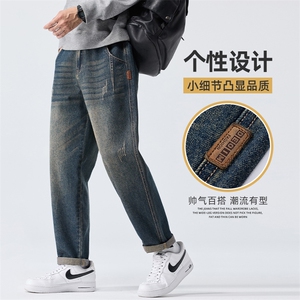 美式复古牛仔裤男宽松直筒潮牌休闲水洗做旧秋冬款长裤Z9882-P50图片