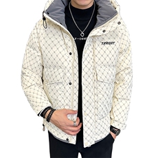 新标5O绒店主风男士白鸭绒时尚潮流印字母羽绒服YR8090-P220，男装羽绒服，电商A413