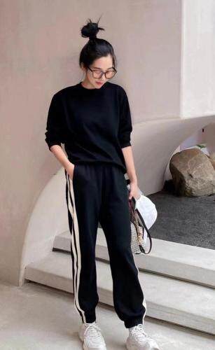 白条休闲卫裤，女装休闲裤，欧妮卡蒂蔓