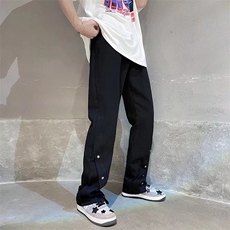 高街美式休闲排扣牛仔裤男拉链开衩设计感宽松拖地裤N0891-P50，男装牛仔裤，星座308B-1
