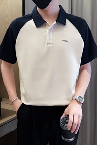 夏男翻领POLO衫拼色男休闲宽松休闲衬衣小伙A236-82562-P55图片
