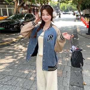 【现货】撞色字母刺绣棒球服牛仔外套   82701-P155-K228图片
