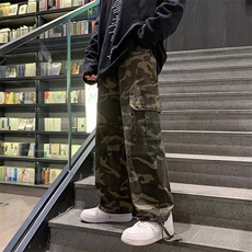 迷彩工装裤男秋季潮牌潮高街裤子美式复古滑板长裤1335P38，男装工装外套，星座410-2