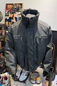 405A  美式复古个性金属设计短款皮衣棉服 MY24916-特批108控178图片