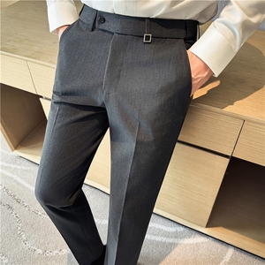 高品质隐形松紧腰~内置防滑条~金属装饰~修身西装长裤XK7055-P73图片