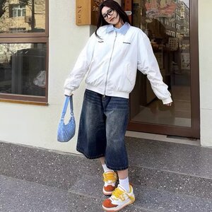 潮流慵懒街头时尚假两件外套女春秋美式复古学院风潮流高级感夹克图片