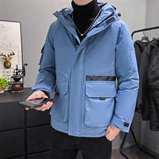团购连帽中长款修身潮牌工装户外冲锋衣羽绒服外套男女款团体服，男装羽绒服，星座301D-5(原星座1415）