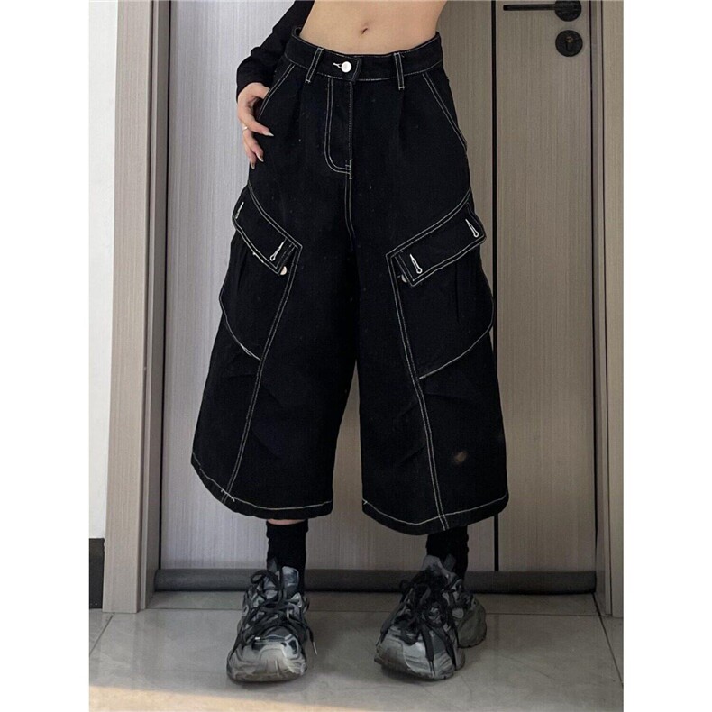 多口袋七分裤男女夏季美式潮牌vibe工装短裤宽松百搭LB30433-p57,男装牛仔裤,星座1008