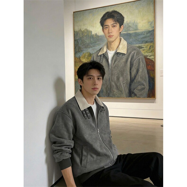 春季美式薄款扎染立领夹克搭扣复古休闲上衣男C61325-TP70138,男装夹克,电商A102