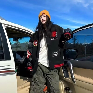 美式复古刺绣飞行夹克外套男女春秋款潮牌欧美高街重磅宽松棒球服图片