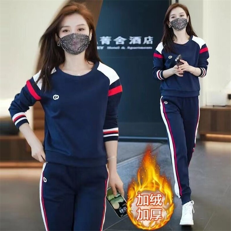 现货2025新款宽松休闲卫衣套装女时尚减龄加绒运动服两件套冬图片